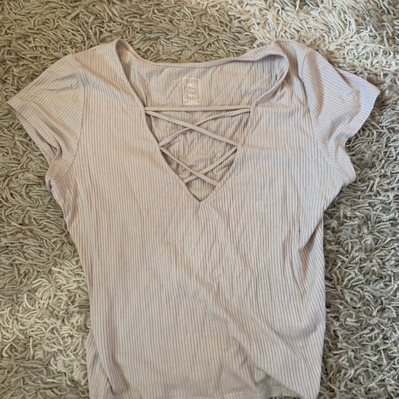 Pacsun Tan Criss Cross V Neck Top - Picture 4 of 4